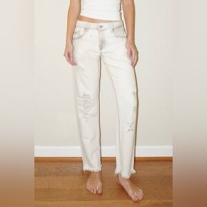 Zara White Distressed Denim